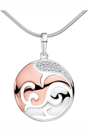 Materia Runder Anhänger Damen Rosegold Bicolor Ornament Anhänger Zirkonia Ø23mm KA-455, Sterling Silber, rhodiniert und vergoldet - Verkäufer: Schmuck