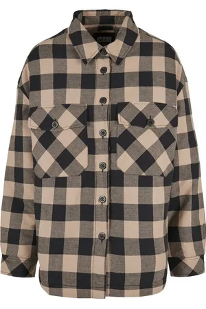 Urban classics Allwetterjacke Damen Ladies Flanell Padded Overshirt (1-St)