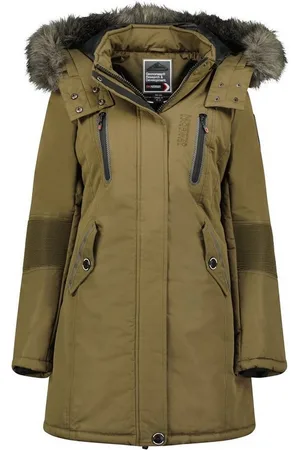 Geographical Norway Winterjacke dicke Damen Outdoor Jacke sehr warm in Unifarbe, mit abnehmbarer Kapuze, mit Stehkragen - Verkäufer: leyoley