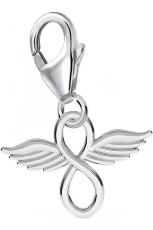 Goldene Hufeisen Charm Engel Charm Anhänger Unendlichkeit Flügel 925 Silber Gold Karabiner, 925 Sterling Silber Silberschmuck für Damen - Verkäufer: