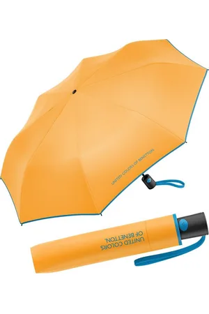 Benetton Taschenregenschirm Mini Automatik FS 2023 - radiant yellow, leuchtende Modefarben mit kontrastreichem Saum - Verkäufer: RS-Versand