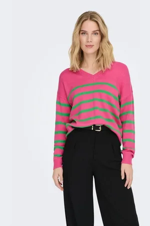 JACQUELINE DE YONG Strickpullover Gestreifter Feinstrick Pullover V-Neck Langarm Sweater JDYMARCO JDYMARCO L/S STRIPED V-NECK PULLOV. KNT - Verkäufer: ARIZONAS