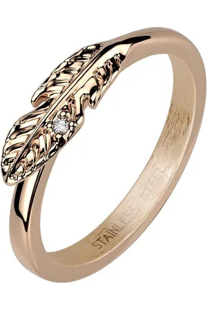 Bungsa Fingerring Ring Blatt mit Kristall Roségold aus Edelstahl Damen (Ring, 1-tlg), Damen - Verkäufer: