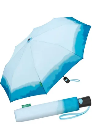 Benetton Taschenregenschirm Mini mit Auf-Automatik - Dip Dye diva blue, mit modernem, farbigen Farbverlauf-Muster - Verkäufer: RS-Versand