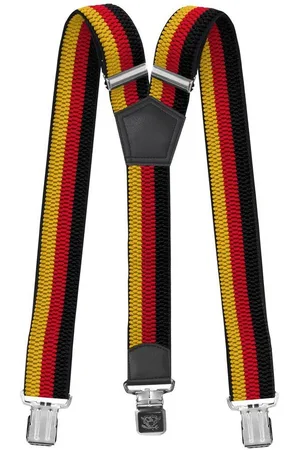 Fabio Farini Hosenträger 4cm Breites Y-Design verstellbar mit extra starken Clipverschluss, Schwarz/Rot/Gelb - Verkäufer: