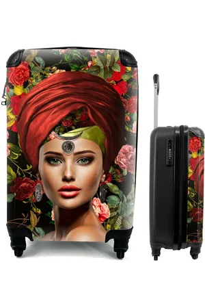 MuchoWow Handgepäckkoffer Frau - Blumen - , 4 Rollen, Reisetasche mit rollen, Handgepäck für Ferien, Trolley, Reisekoffer - Verkäufer: GmbH