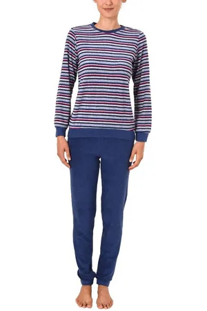 Normann Pyjama Damen Frottee Pyjama lanf+g mit Bündchen und modischen Ringeln - Verkäufer: Fairway