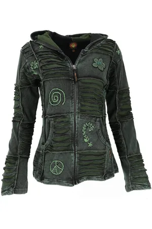 GURU-SHOP Langjacke Goa Patchwork Jacke, Boho Kapuzenjacke -.. alternative Bekleidung - Verkäufer: