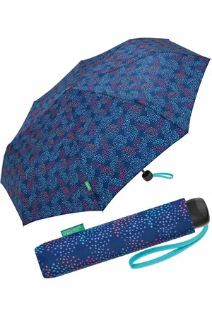 Benetton Taschenregenschirm Super Mini - Pop Dots bellwether blue, mit modernem Punkte-Kreise-Muster - Verkäufer: RS-Versand