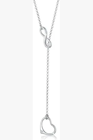 Elli DIAMONDS Kette ohne Anhänger Y-Kette Herz Infinity Diamant Weiß (0.015ct) 925 Sterling Silber - Verkäufer: JULIE & GRACE GmbH