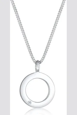 Elli DIAMONDS Kette mit Anhänger Kreis Diamant Weiß Brillantschliff (0.015ct) 925 Sterling Silber, Geo - Verkäufer: JULIE & GRACE GmbH