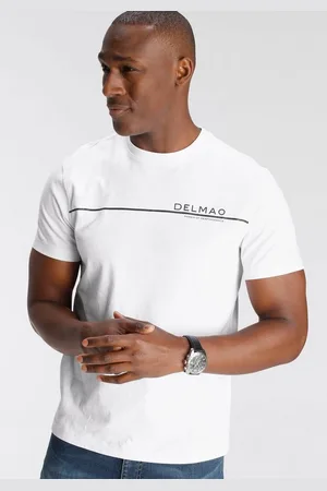 DELMAO T-Shirt Kurzarm, mit coolem Print, Rundhalsausschnitt, aus 100% Baumwolle