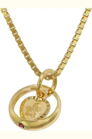 trendor Kette mit Anhänger Taufring Rubin Amorherz Gold 585 an goldplattierter - Verkäufer: uhrcenter