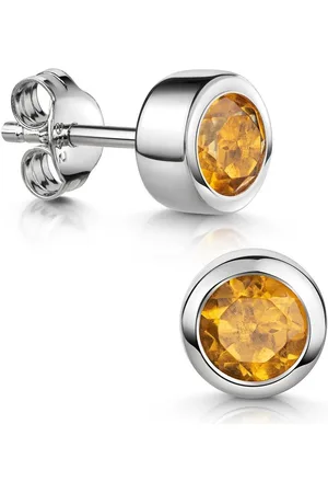Materia Paar Ohrstecker Edelstein Citrin Orange klein Ø7mm SO-492, 925 Sterling Silber, rhodiniert - Verkäufer: Schmuck