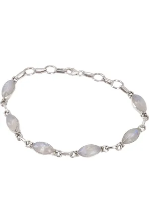 GURU-SHOP Armreif Indisches Boho Silber Armband - Mondstein - Verkäufer: