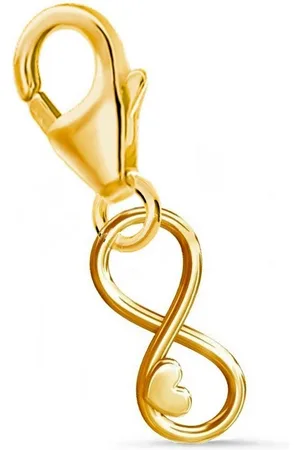 Goldene Hufeisen Charm Kristall Unendlichkeit Karabiner Charm Anhänger 925 Sterlingsilber, Vergoldet - Verkäufer:
