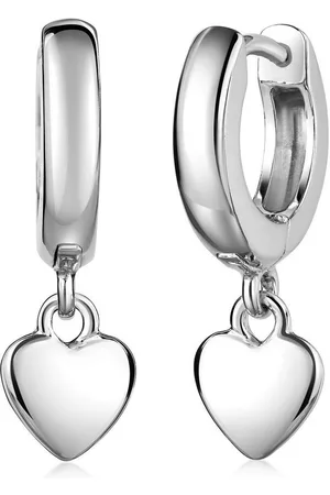 Materia Paar Creolen Kinderohrringe Silber Herz Anhänger Ø12mm SO-24, 925 Sterling Silber, rhodiniert - Verkäufer: Schmuck