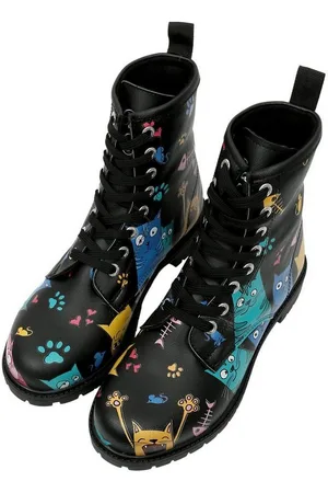 Dogo Boots Cat Lovers Damen Boots / Female Schnürboots Vegan