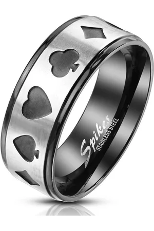 Bungsa Fingerring Ring Poker Karten Silber/Schwarz aus Edelstahl Unisex (1 Ring, 1-tlg), Damen Herren - Verkäufer: