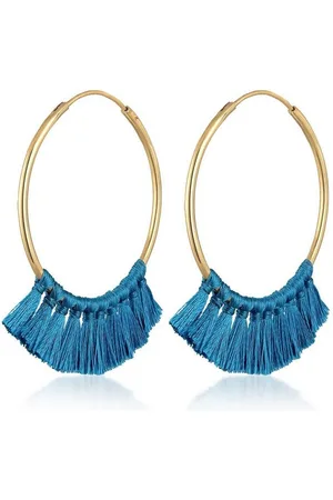 Elli Paar Creolen Creole Tassel Quaste Festival Rot Boho 925 Silber vergoldet, Tassel - Verkäufer: JULIE & GRACE GmbH