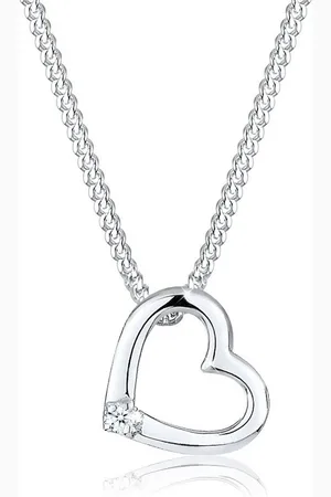 Elli DIAMONDS Kette mit Anhänger Herz Diamant Weiß Brillantschliff (0.015 ct) 925 Sterling Silber, Herz - Verkäufer: JULIE & GRACE GmbH