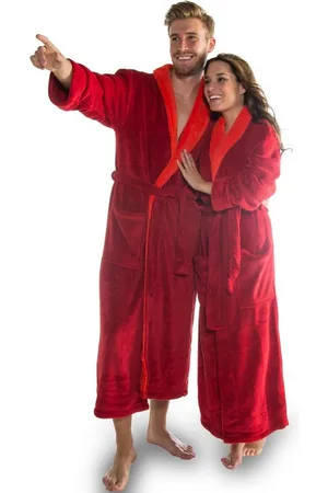 Celinatex Bademantel Saunamantel Schalkragen Nevada bordeauxrot/korallrot Größe L, Polyester - Verkäufer: Home-Garden24