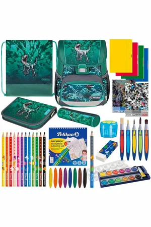 HERLITZ Schulranzen Set Loop Plus 14-teilig 2025 Jungen Green T-Rex - Verkäufer: Team-Shop-24