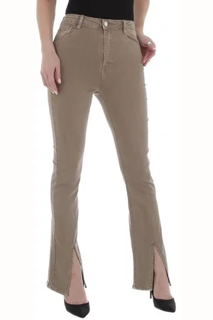 Ital-Design Destroyed-Jeans Damen Freizeit Stretch Bootcut Jeans in Beige - Verkäufer: