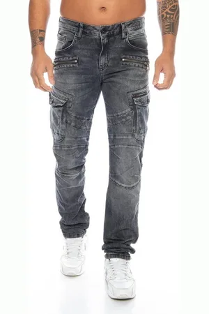 Cipo & Baxx Cargojeans Herren Cargo Jeans Hose im stylischen Cargo Design Ausgefallenes Stoffmuster und weicher Tragekomfort - Verkäufer: Blackjack Fashion