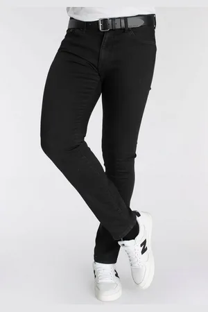 DELMAO Stretch-Jeans "Reed" gerader Beinschnitt, Used-Look-Waschung, niedrige Leibhöhe