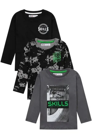 Minoti Langarmshirt 3er-Pack bedruckte Langarm-T-Shirts (3y-14y) - Verkäufer: