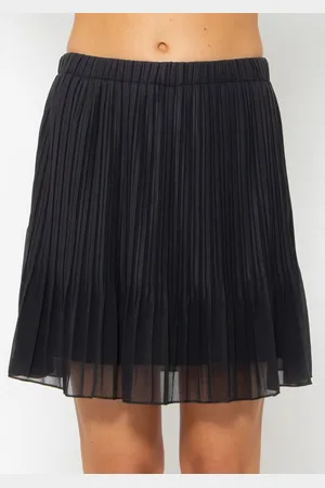 SASSYCLASSY Plisseerock Mini Plissée Rock Damen mit Gummibund Elegant A-Linien-Rock kurz aus Chiffon mit Unterrock und Ton in Ton Nähten - Verkäufer: