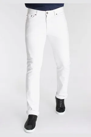 DELMAO Stretch-Jeans "Reed" gerader Beinschnitt, Used-Look-Waschung, niedrige Leibhöhe