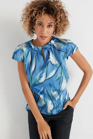 Daniel Hechter Druckbluse mit Raffung am Hals