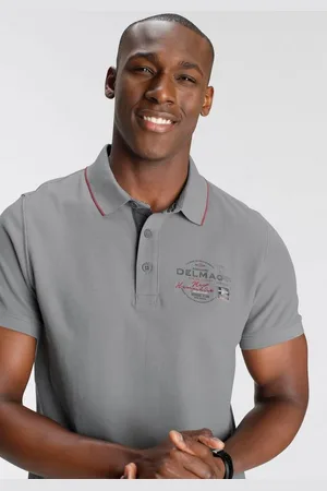 DELMAO Poloshirt Kurzarm, mit Rippbündchen, Polokragen