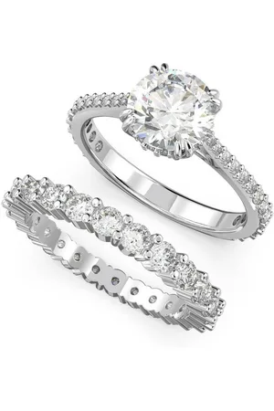 Swarovski Ring-Set Stilla Round, Princess-Schliff, 5649216, /-13, /-15, 5647662 (Set, 2-tlg), mit ® Kristall