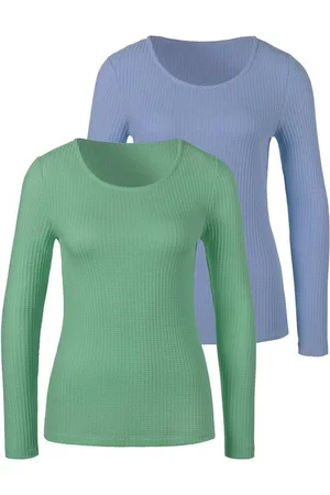 Lascana Langarmshirt in modischer Piqué-Optik (2er-Pack) aus pflegeleichter Qualität mit Viskose