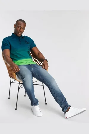 DELMAO Poloshirt Kurzarm, lässiger Print, Polokragen, aus Baumwolle