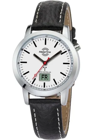 Master Time Funkuhr Basic MTLA-10593-21L, Armbanduhr, Quarzuhr, Damenuhr, Datum, Lederarmband