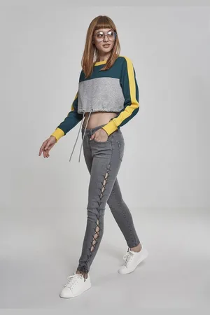 Urban classics Sweatshirt Damen Ladies Cropped 3-Tone Stripe Crew (1-tlg)