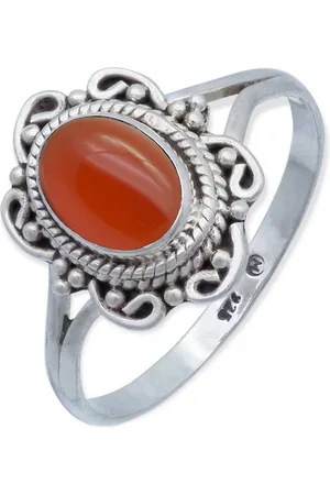 mantraroma Silberring BANGAWAN aus 925 Silber mit Karneol (Ring mit Schmuckbeutel), Damenring aus 925er Silber - Verkäufer: