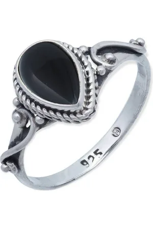 mantraroma Silberring FITO aus 925 Silber mit Onyx (Ring mit Schmuckbeutel), Damenring aus 925er Silber - Verkäufer: