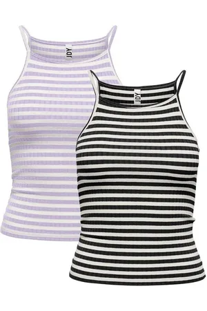JACQUELINE DE YONG Shirttop Gestreiftes Tank Top 2-er Stück Ärmelloses Set JDYFRANSISKA (1-tlg) JDYFRANSISKA S/L STRIPE TOP JRS NOOS - Verkäufer: ARIZONAS