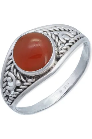 mantraroma Silberring DAHAB rund aus 925 Silber mit Karneol (Ring mit Schmuckbeutel), Damenring aus 925er Silber - Verkäufer: