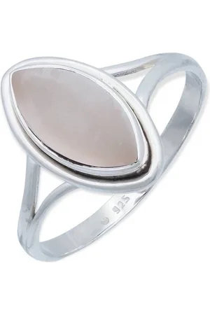 mantraroma Silberring SARALA Ellipse aus 925 Silber mit Rosenquarz (Ring mit Schmuckbeutel), Damenring aus 925er Silber - Verkäufer: