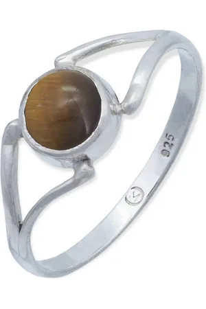 mantraroma Silberring TEKILI rund aus 925 Silber mit Tigerauge (Ring mit Schmuckbeutel), Damenring aus 925er Silber - Verkäufer: