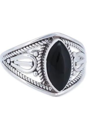 mantraroma Silberring DAHAB Ellipse aus 925 Silber mit Onyx (Ring mit Schmuckbeutel), Damenring aus 925er Silber - Verkäufer: