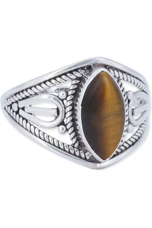 mantraroma Silberring DAHAB Ellipse aus 925 Silber mit Tigerauge (Ring mit Schmuckbeutel), Damenring aus 925er Silber - Verkäufer: