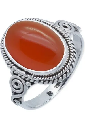 mantraroma Silberring SINTA aus 925 Silber mit Karneol (Ring mit Schmuckbeutel), Damenring aus 925er Silber - Verkäufer: