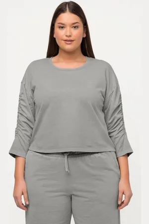 Ulla Popken Sweatshirt Sweatshirt kurz Oversized Rundhals 3/4-Arm - Verkäufer: Popken Fashion Group